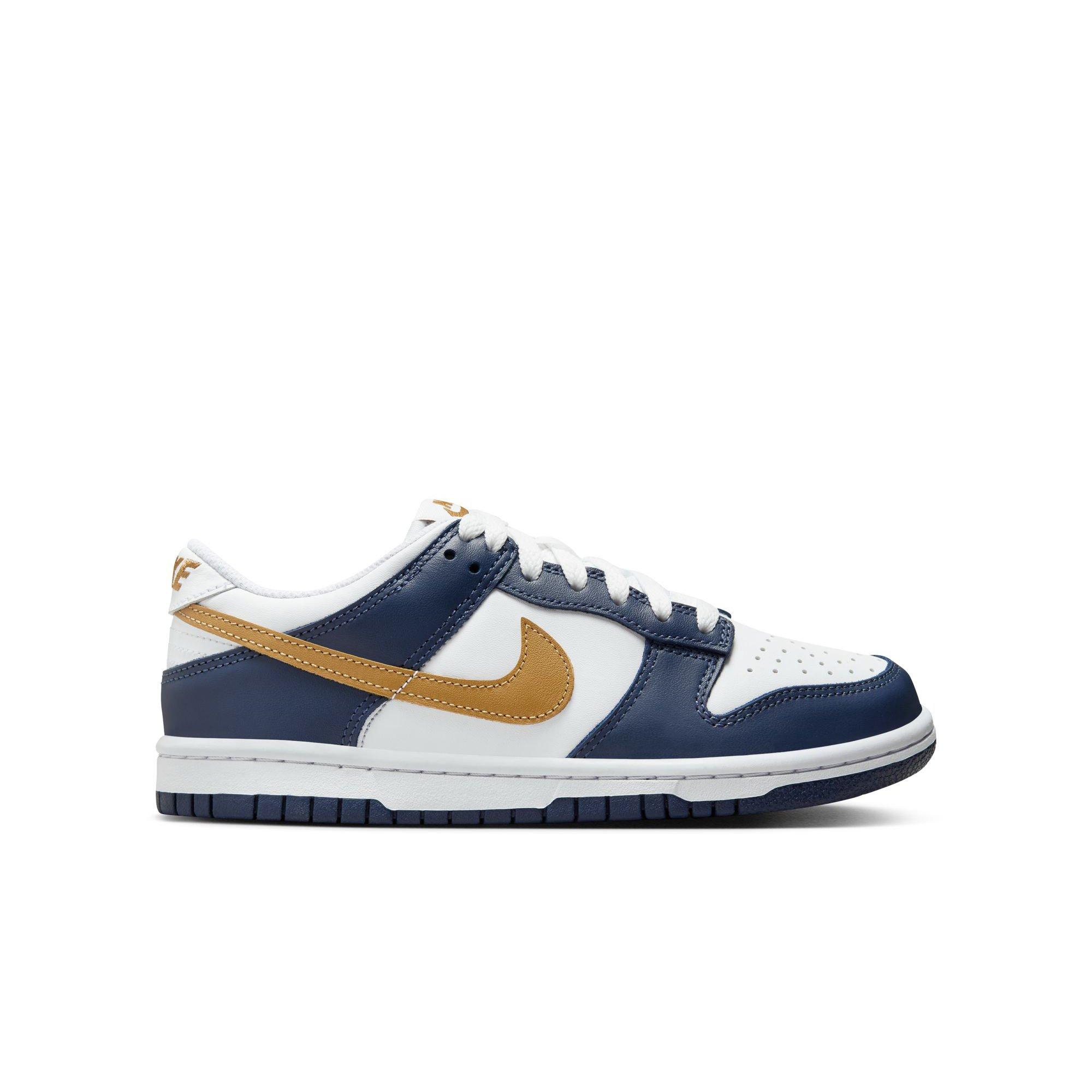 Nike Dunk Low "White/Wheat/Midnight Navy" Grade School Boys' Shoe